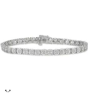 Genuine Diamond cluster effect tennis bracelet